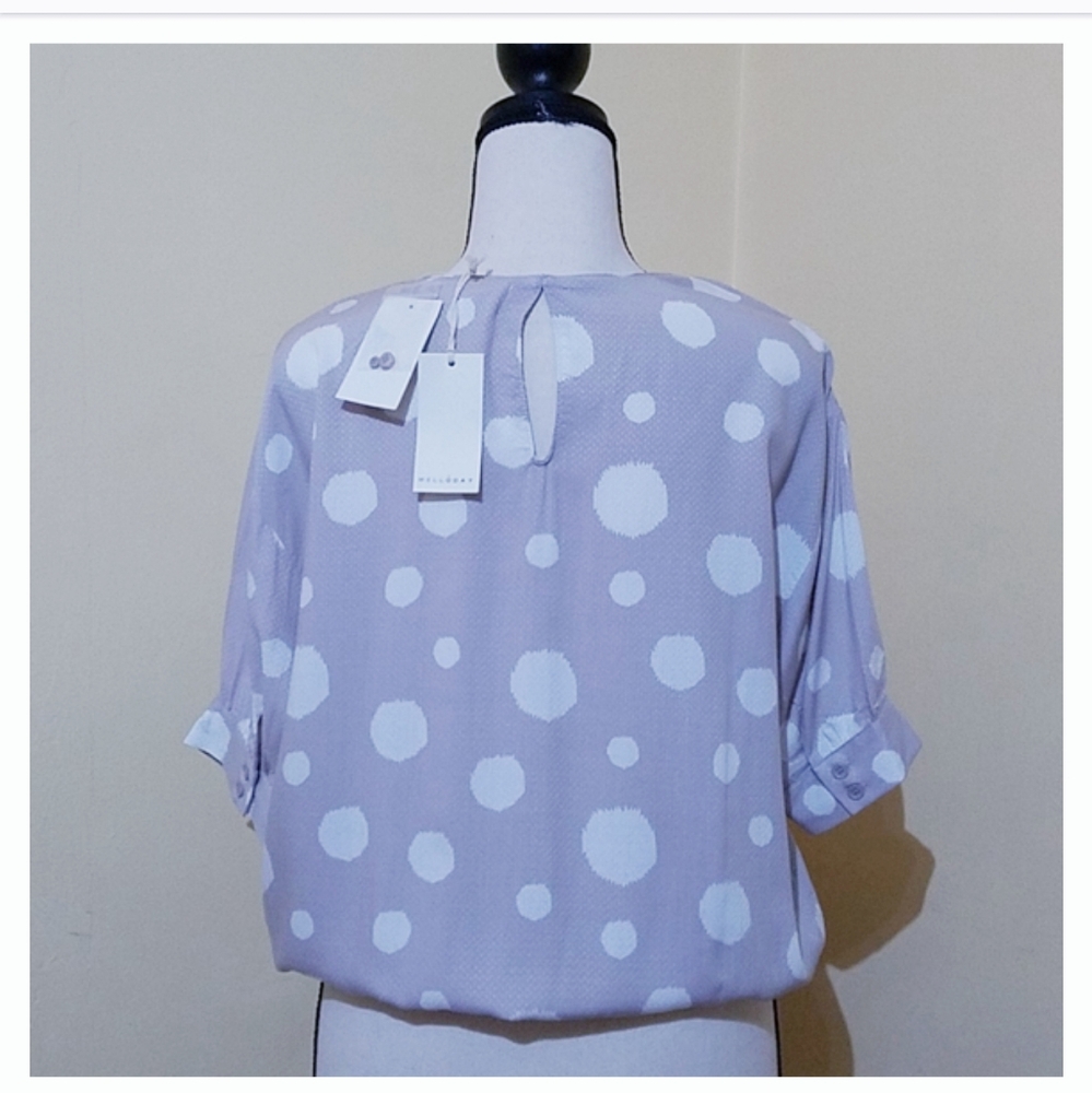 NWT Melloday Gray/Ivory Dotted Top Size XS - Picture 7 of 12